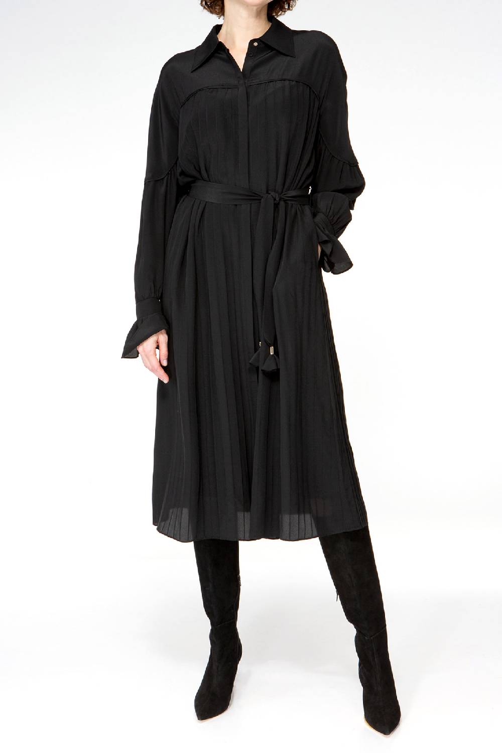 IVI GmbH FANCY Plissé Kleid aus Seiden-Georgette schwarz Bis zu 50% Rabatt