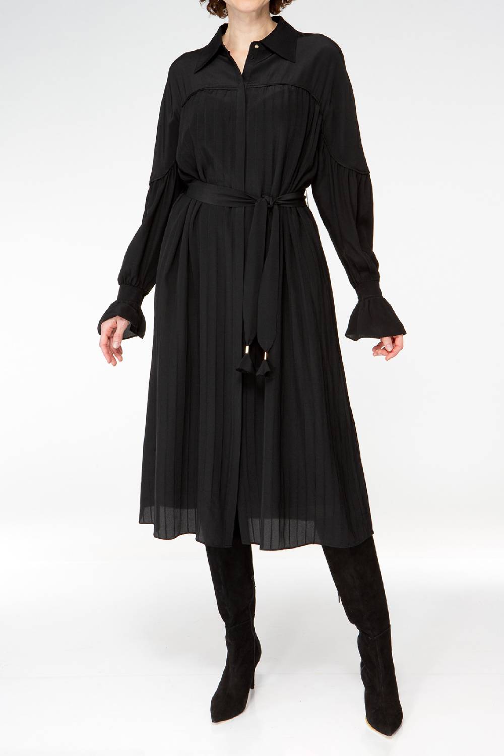 IVI GmbH FANCY Plissé Kleid aus Seiden-Georgette schwarz Bis zu 50% Rabatt
