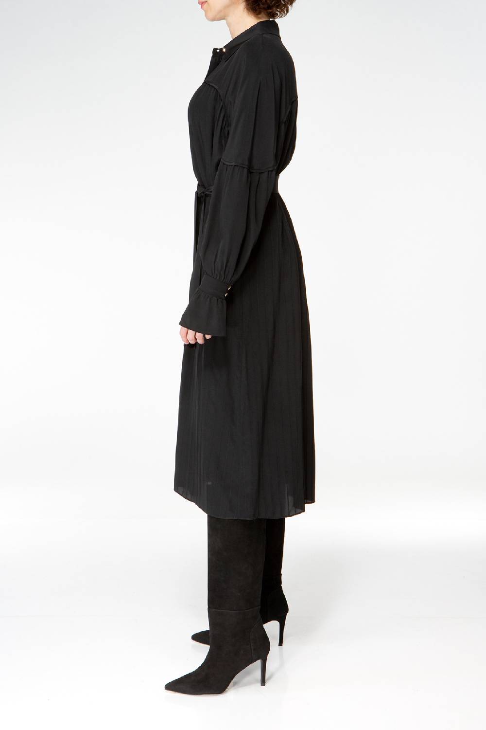 IVI GmbH FANCY Plissé Kleid aus Seiden-Georgette schwarz Bis zu 50% Rabatt