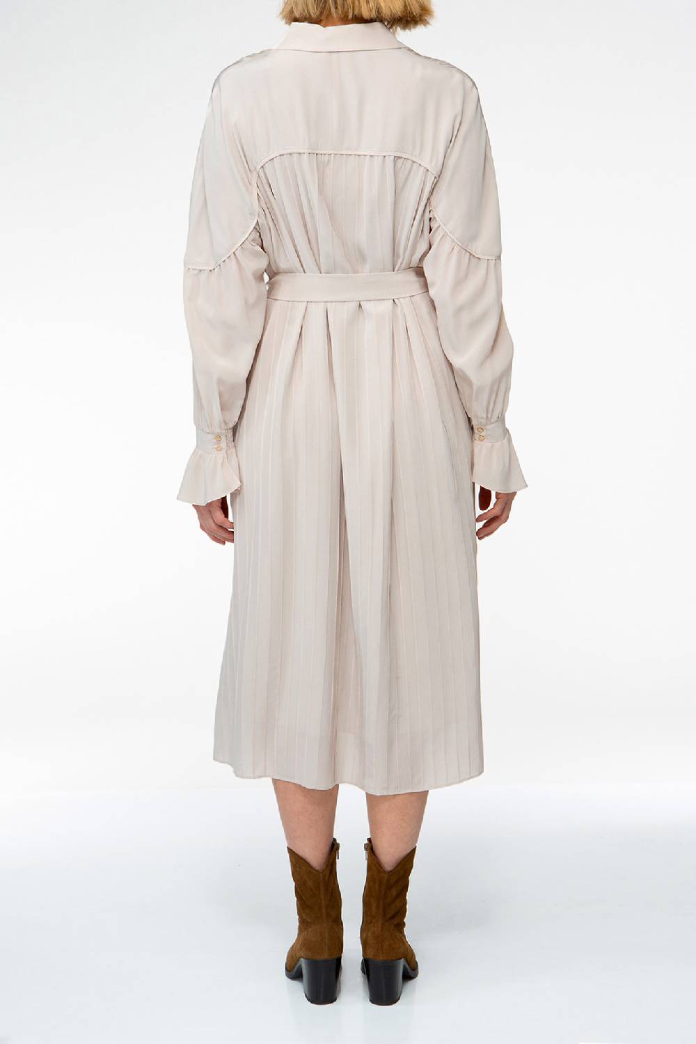 IVI GmbH FANCY Plissé Kleid aus Seiden-Georgette taupe Bis zu 60% Rabatt