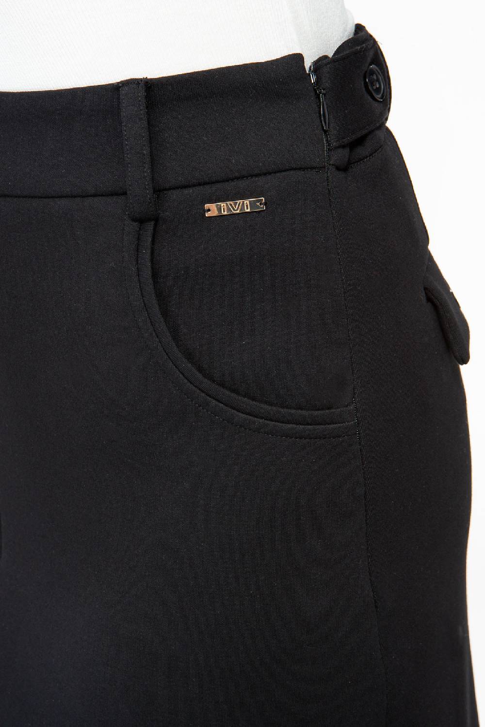 IVI GmbH SOLID JERSEY Midirock mit Kellerfalte schwarz im Angebot