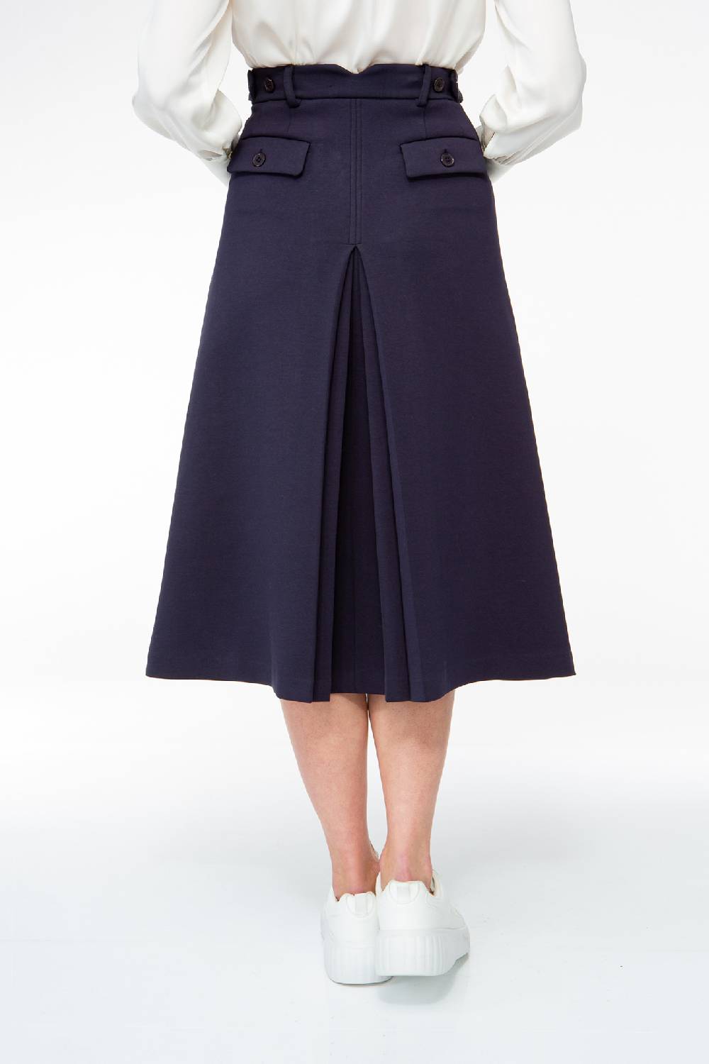 IVI GmbH SOLID JERSEY Midirock mit Kellerfalte navy Schlussverkauf