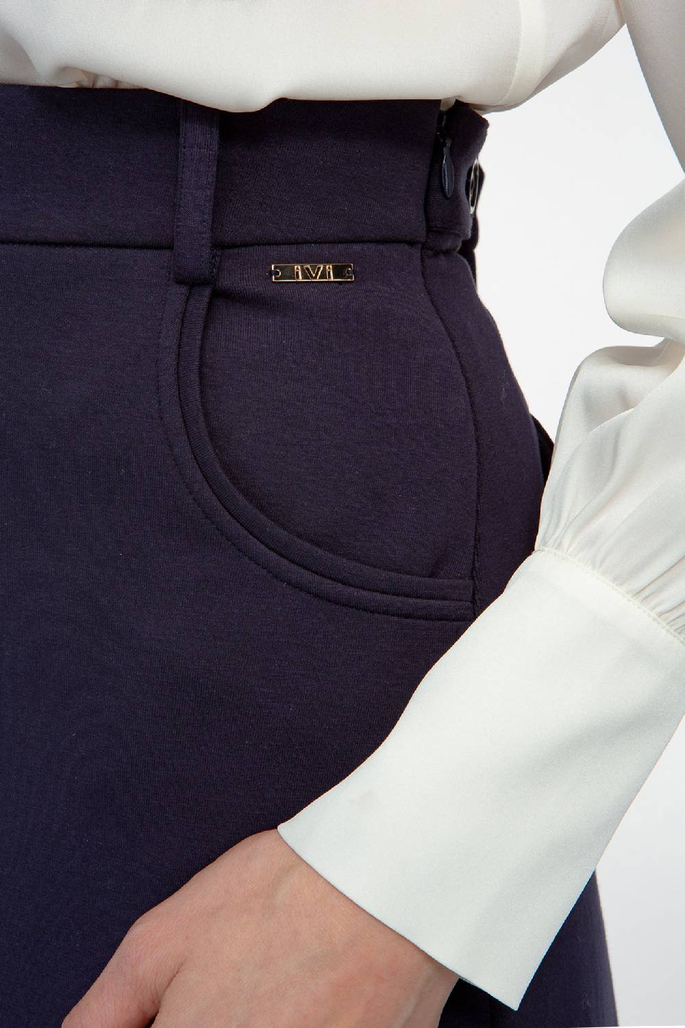 IVI GmbH SOLID JERSEY Midirock mit Kellerfalte navy Schlussverkauf