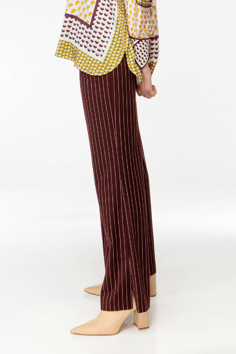 IVI GmbH PINSTRIPE Anzughose mit weitem Bein aubergine Flash Sale