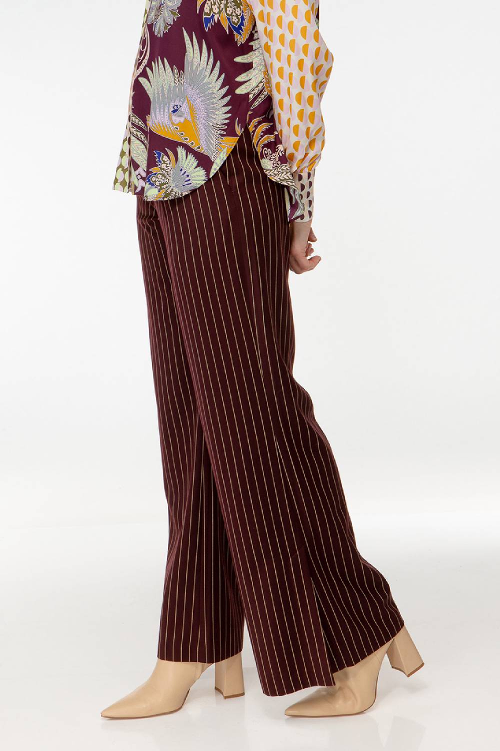 IVI GmbH PINSTRIPE Anzughose mit weitem Bein aubergine Flash Sale