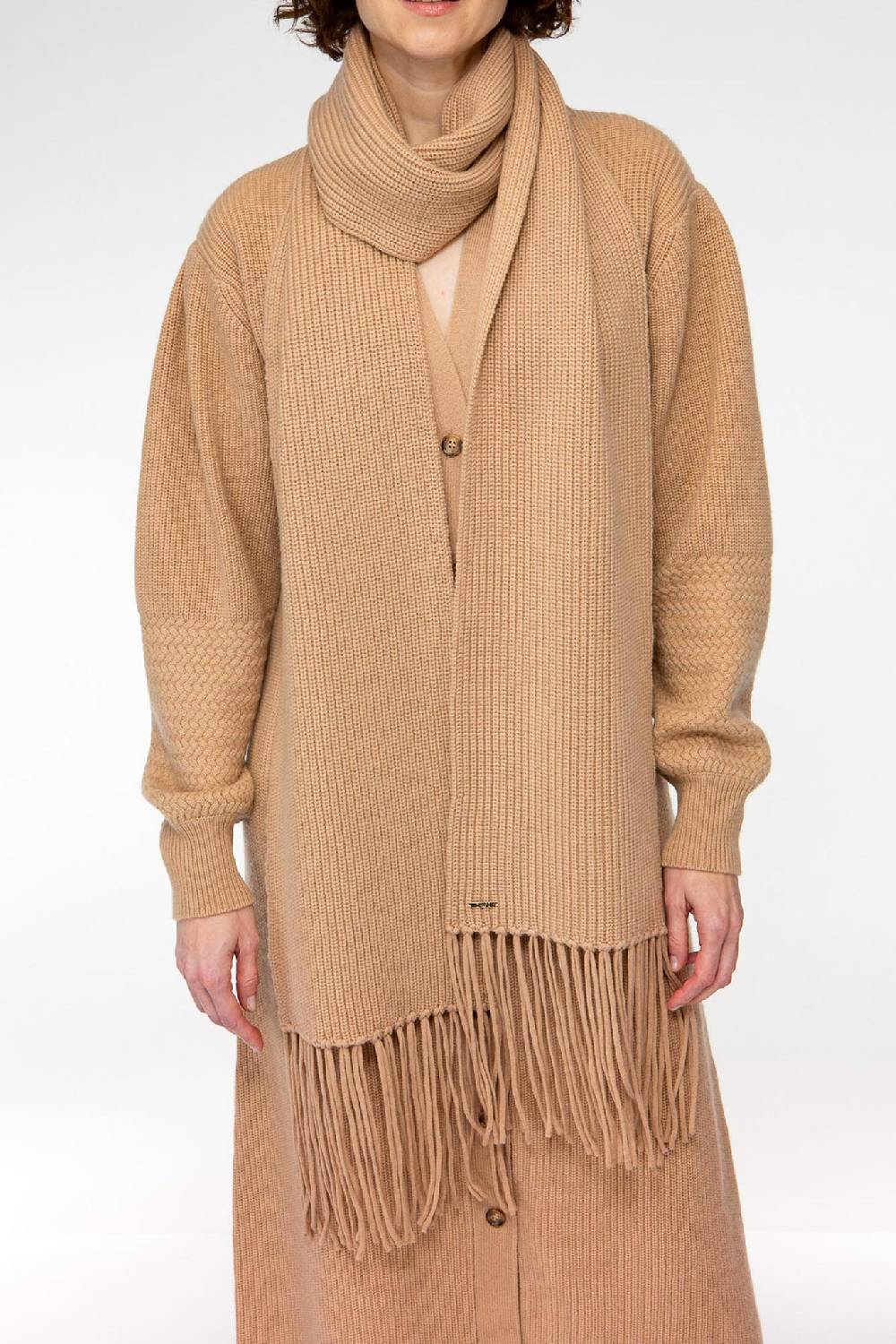 IVI GmbH SOLID KNIT Langer Schal mit Fransen camel Vatertagsangebot