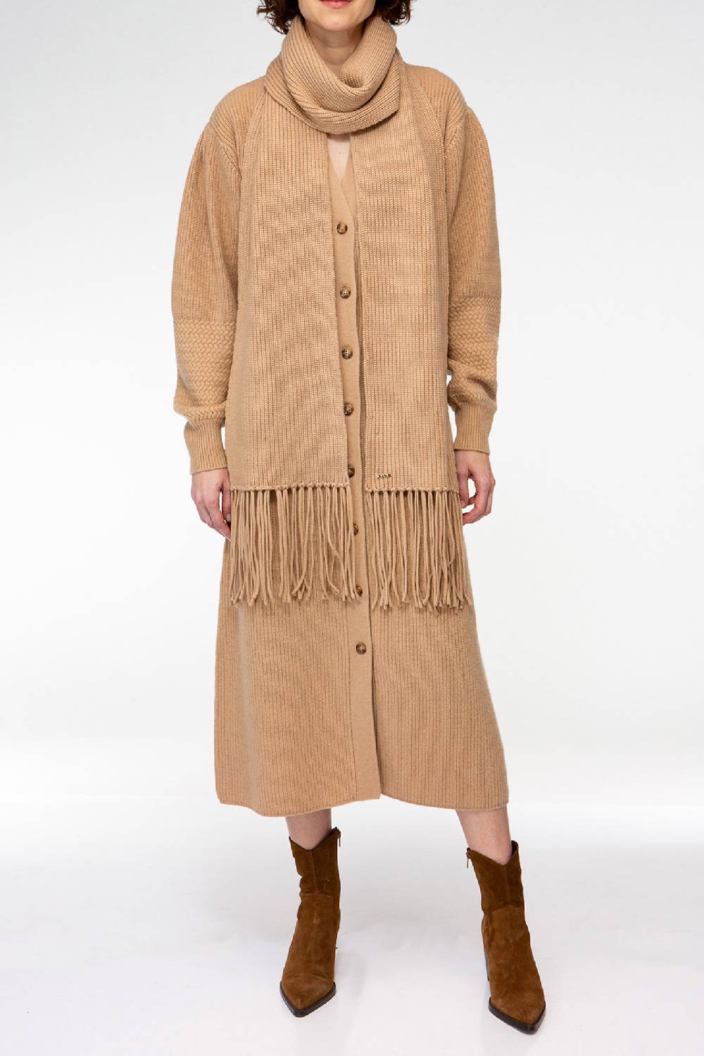 IVI GmbH SOLID KNIT Langer Schal mit Fransen camel Vatertagsangebot