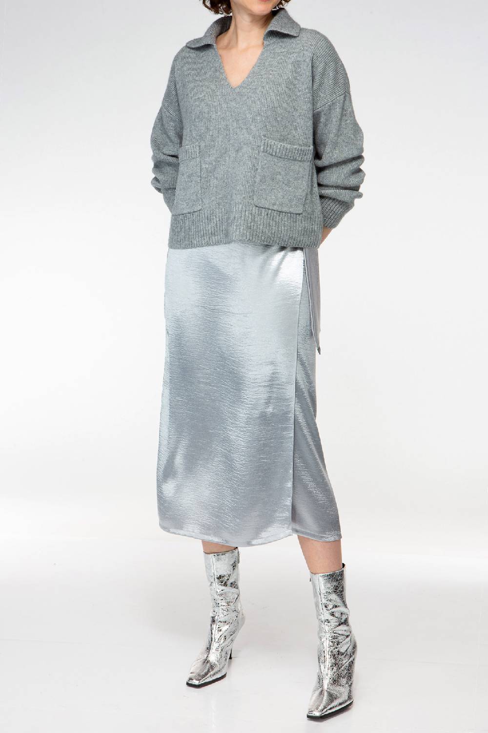 IVI GmbH SOLID KNIT Pullover im Troyer-Look grau-melange Sonderangebot der Fabrik