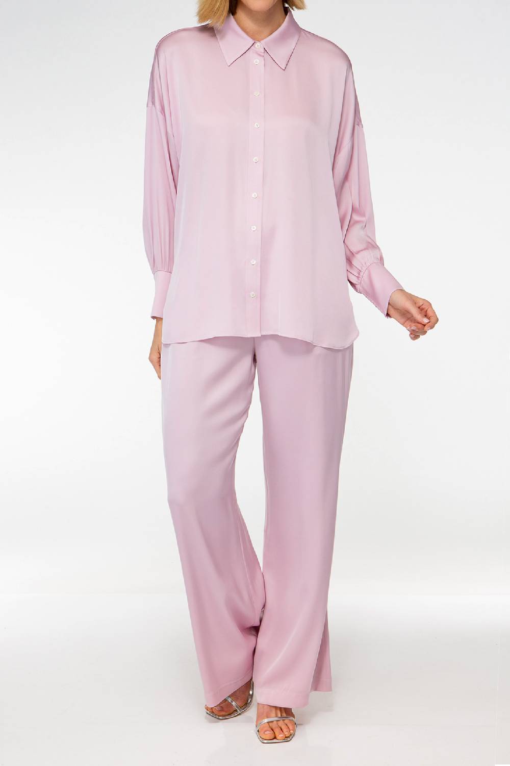 IVI GmbH SOLID SILK Seidenhose mit weitem Bein bright rose Riesige Rabatte