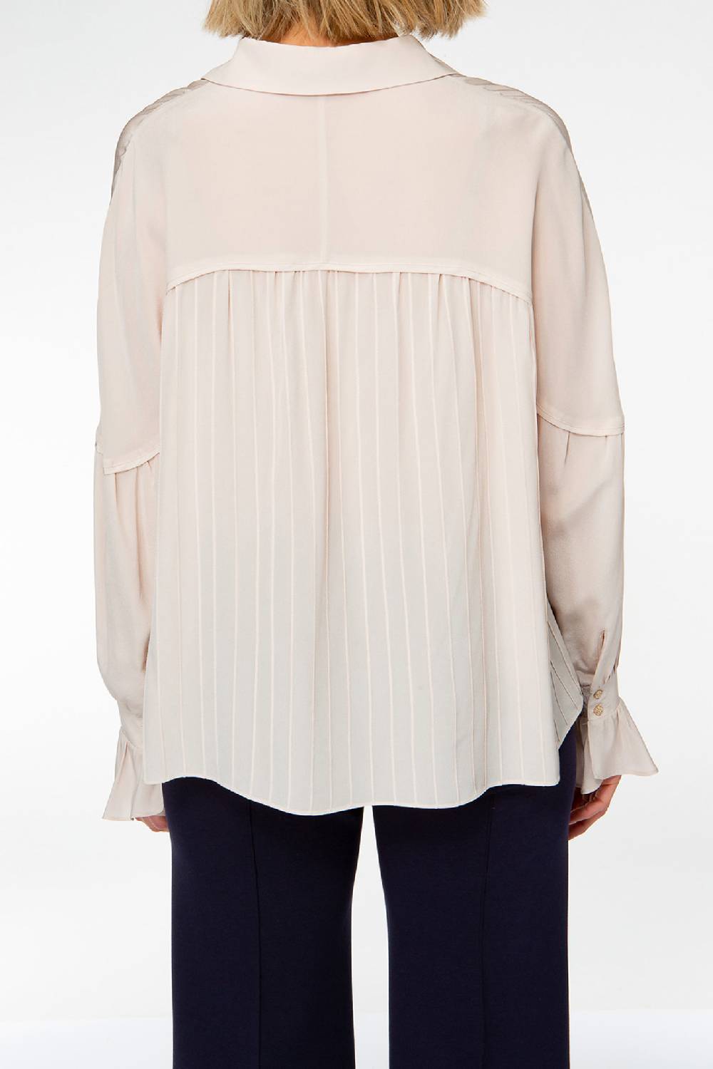 IVI GmbH FANCY Plissé Bluse aus Seiden-Georgette taupe Kostenloser Versand international