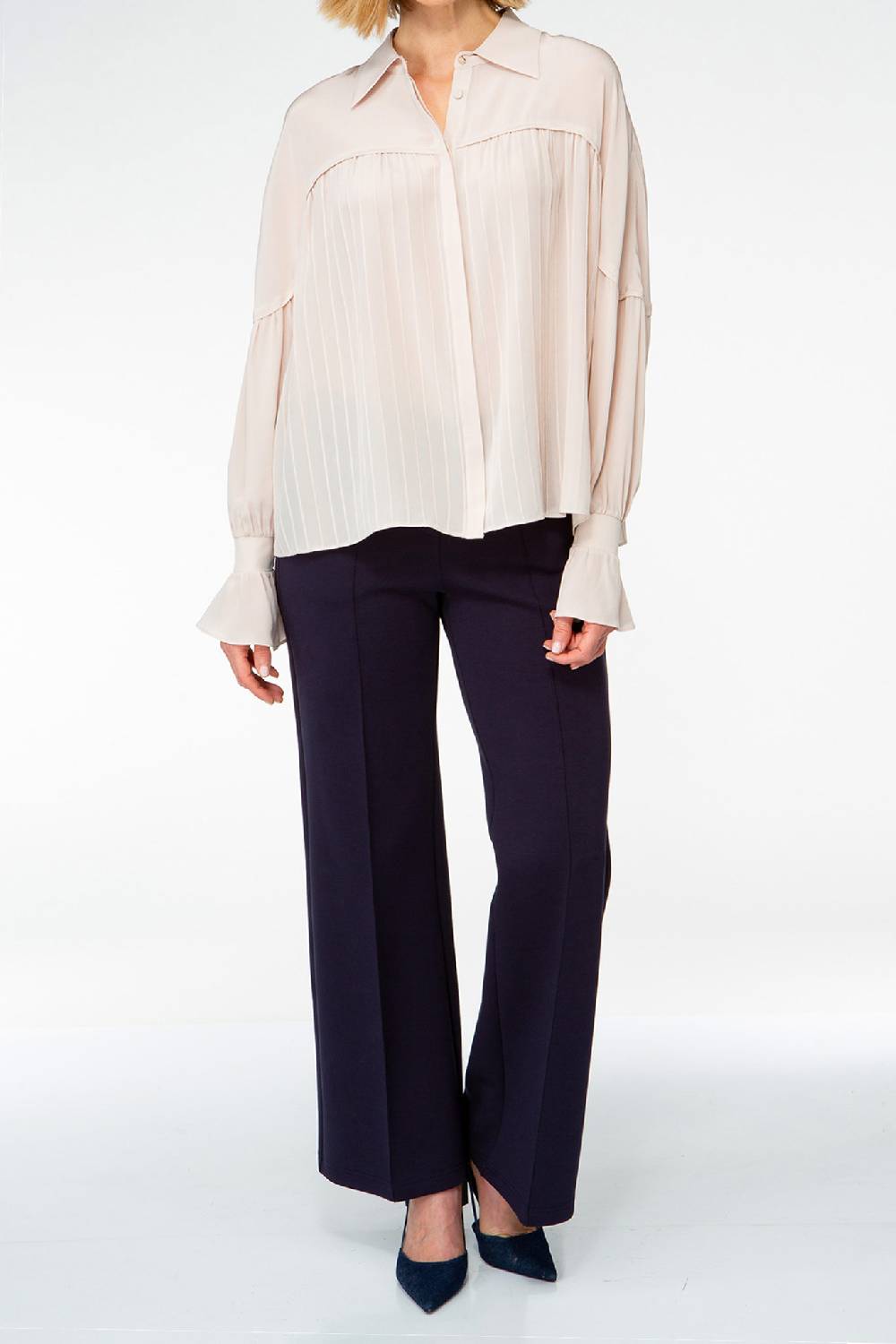 IVI GmbH FANCY Plissé Bluse aus Seiden-Georgette taupe Kostenloser Versand international