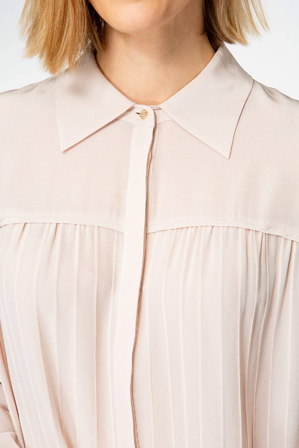 IVI GmbH FANCY Plissé Bluse aus Seiden-Georgette taupe Kostenloser Versand international