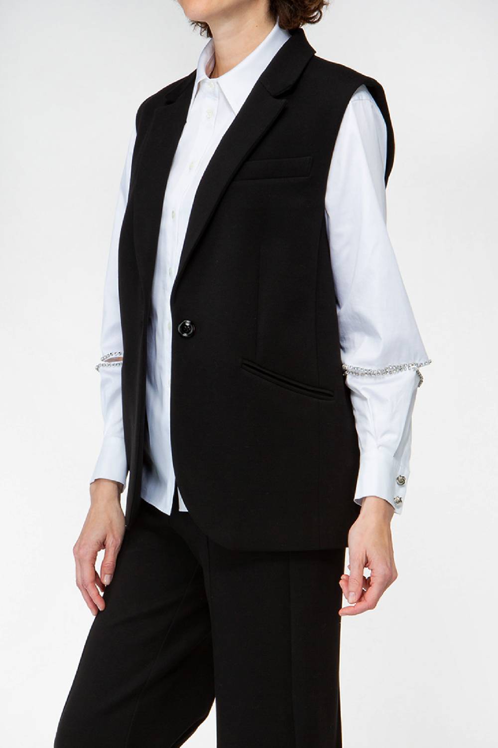 IVI GmbH COTTON Hemdbluse aus Baumwoll-Popeline mit Schlitzdetails und Strasssteinen Meist gekauft