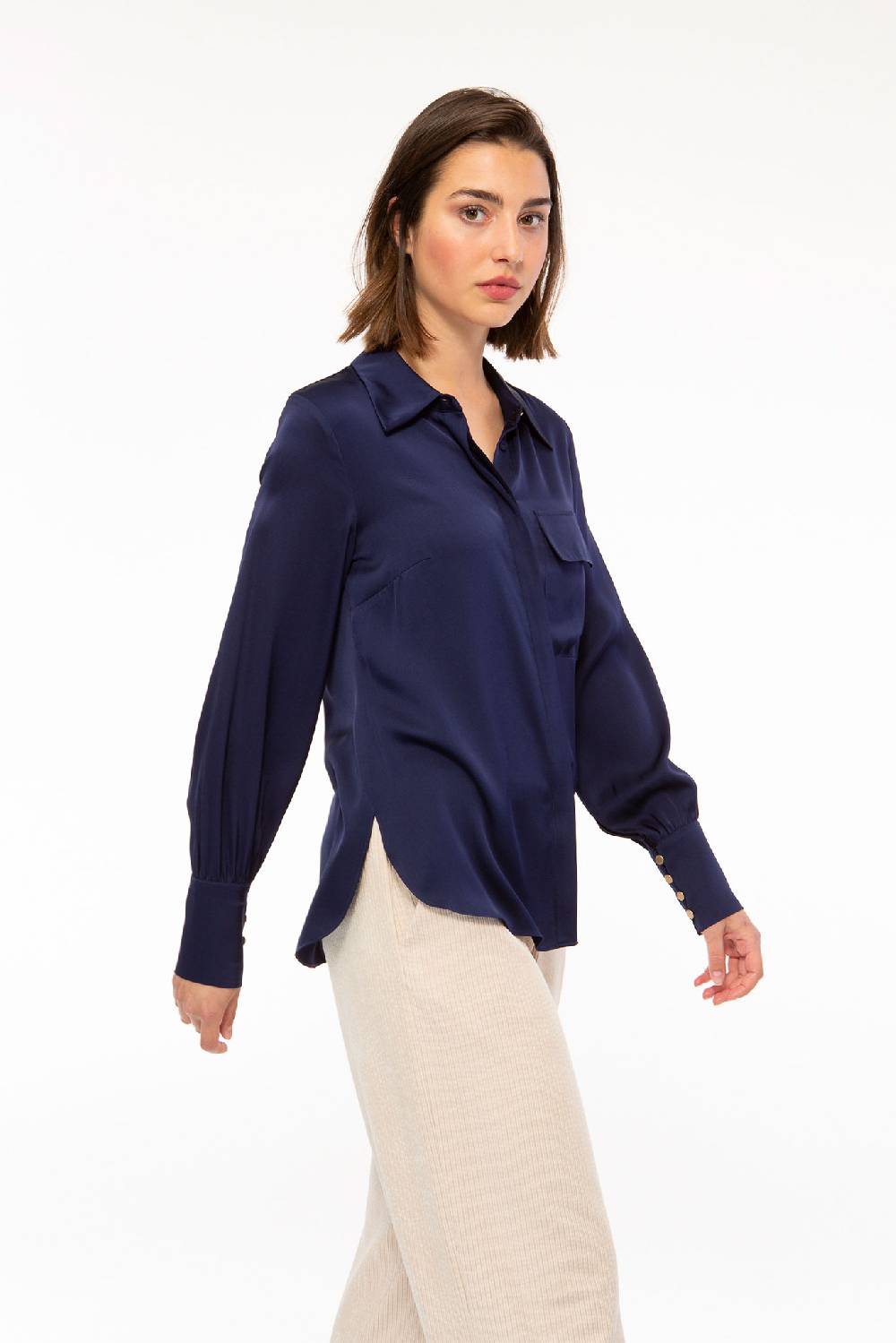 IVI GmbH SOLID SILK Hemdbluse navy Online Shopping