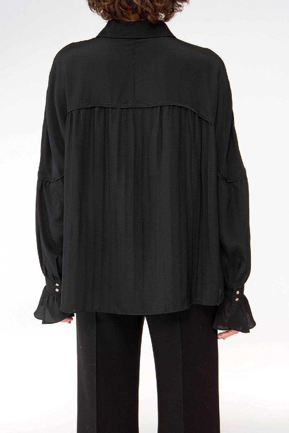 IVI GmbH FANCY Plissé Bluse aus Seiden-Georgette schwarz Preisnachlass