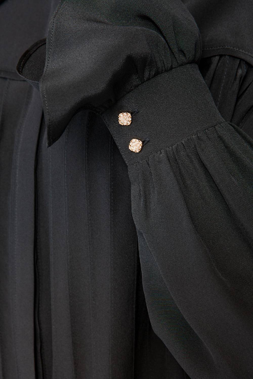 IVI GmbH FANCY Plissé Bluse aus Seiden-Georgette schwarz Preisnachlass