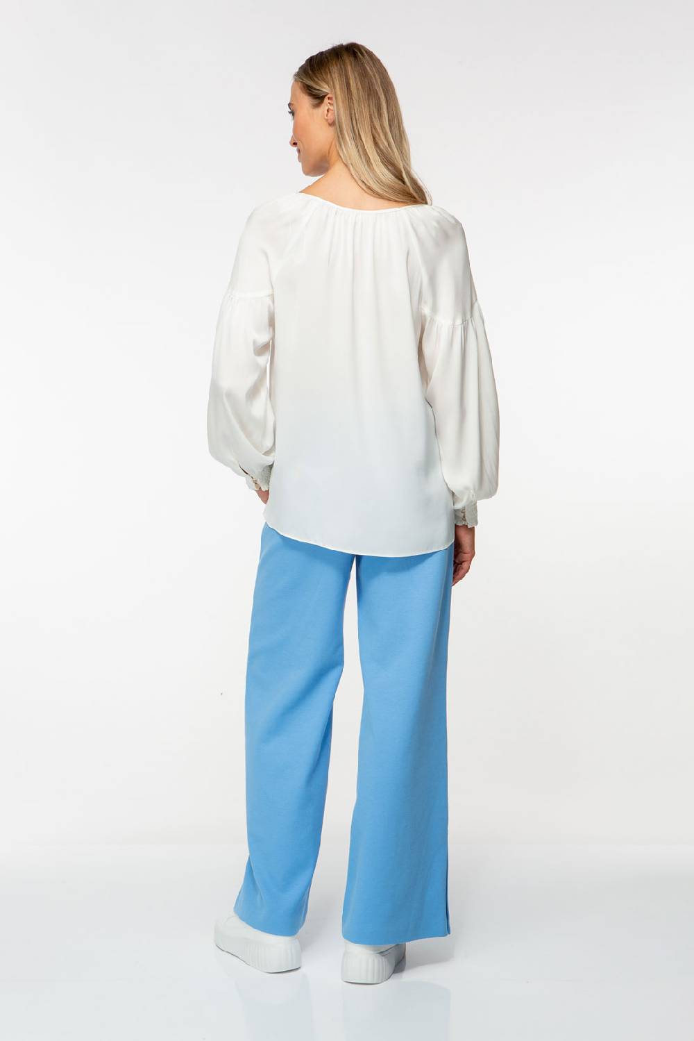 IVI GmbH SOLID SILK Seidenbluse mit Kräuseln weiß Saisonschlussverkauf