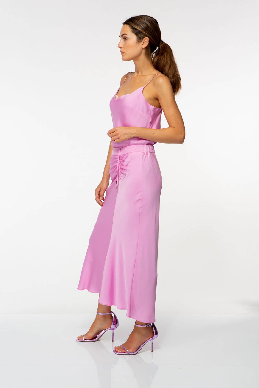 IVI GmbH SOLID SILK Seidenrock mit Raffung pink orchid Nur noch ein Tag übrig