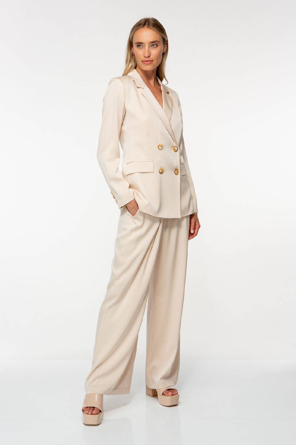 IVI GmbH SOLID SILK Seidenblazer light sand Kostenloser Versand international