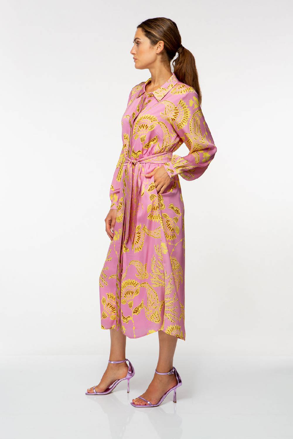 IVI GmbH CORAL FLOWER Seidenkleid mit Print pink Flash Sale