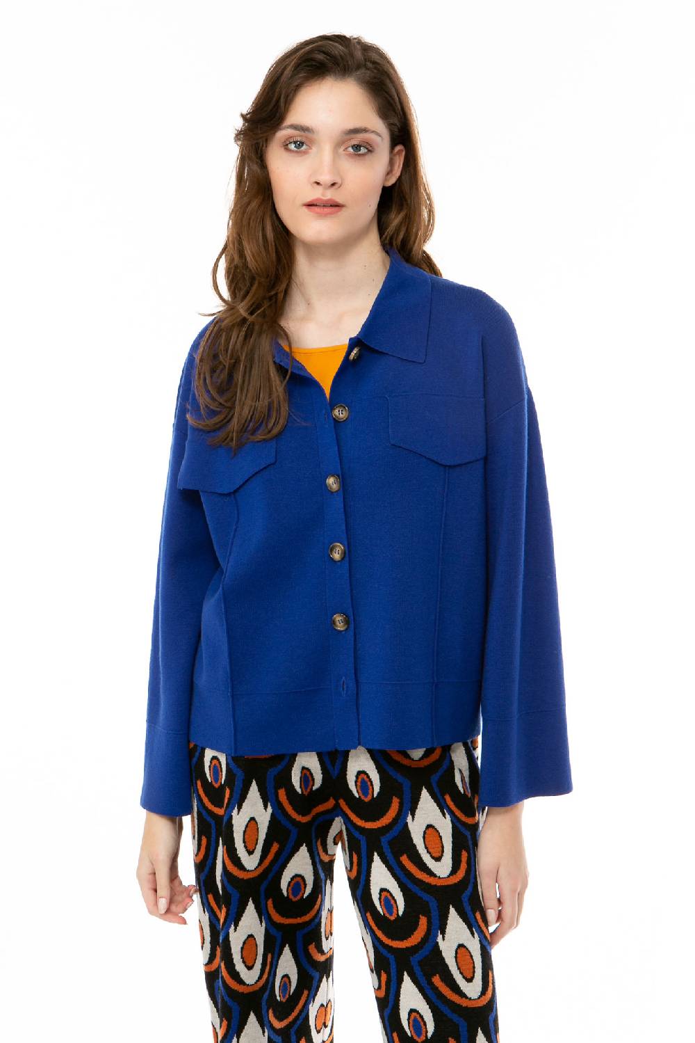 IVI GmbH SOLID KNIT Boxy Jacke royal blau Super Rabatt