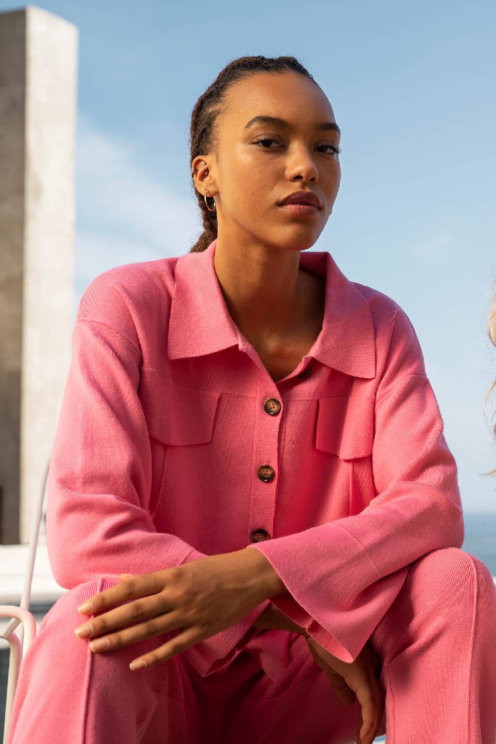 IVI GmbH SOLID KNIT Boxy Jacke pink Kostenloser Versand international
