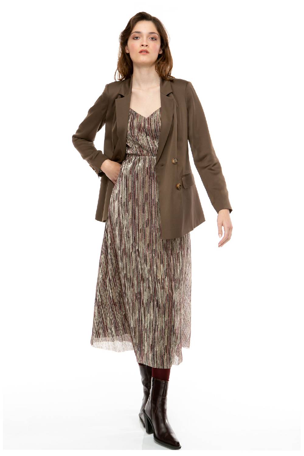 IVI GmbH SOLID SILK Blazer olive Auslauf