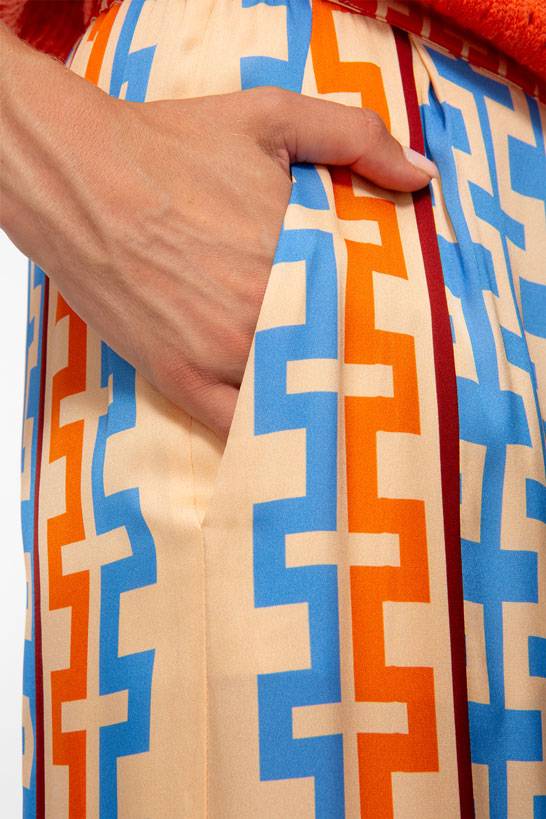 IVI GmbH GEOMETRICAL Seidenhose mit weitem Bein multicolor Kostenloser Versand