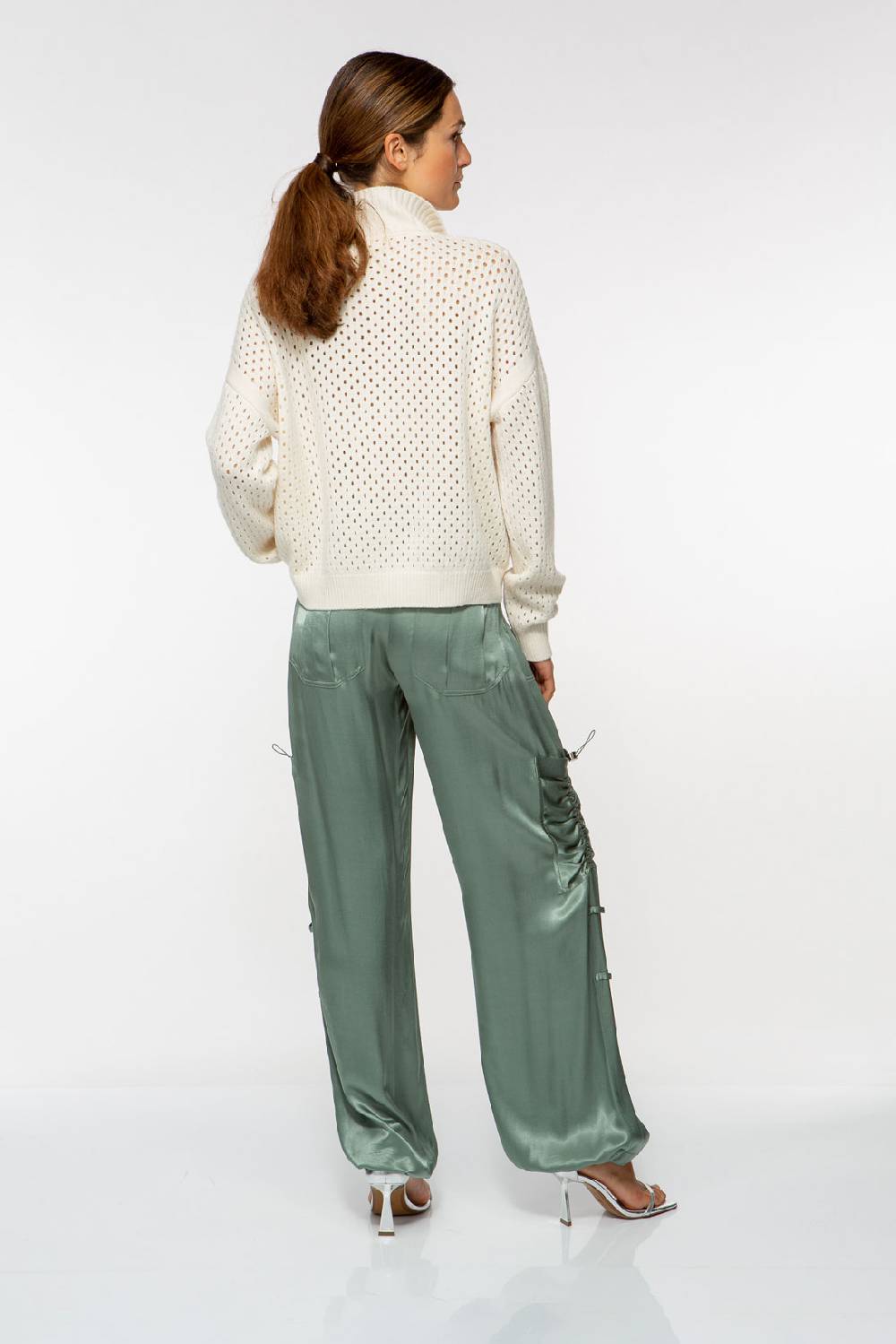 IVI GmbH SATEEN Hose mit Cargo Details thyme Fabrik Onlineshop