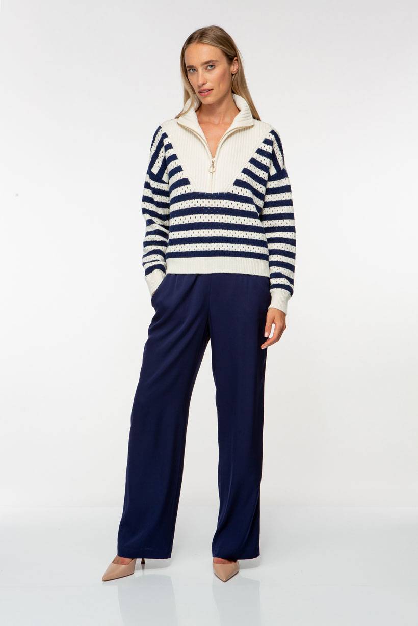 IVI GmbH SOLID KNIT Troyer Pullover mit Streifen VIP-Rabatte