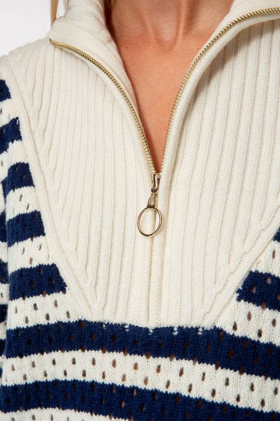 IVI GmbH SOLID KNIT Troyer Pullover mit Streifen VIP-Rabatte