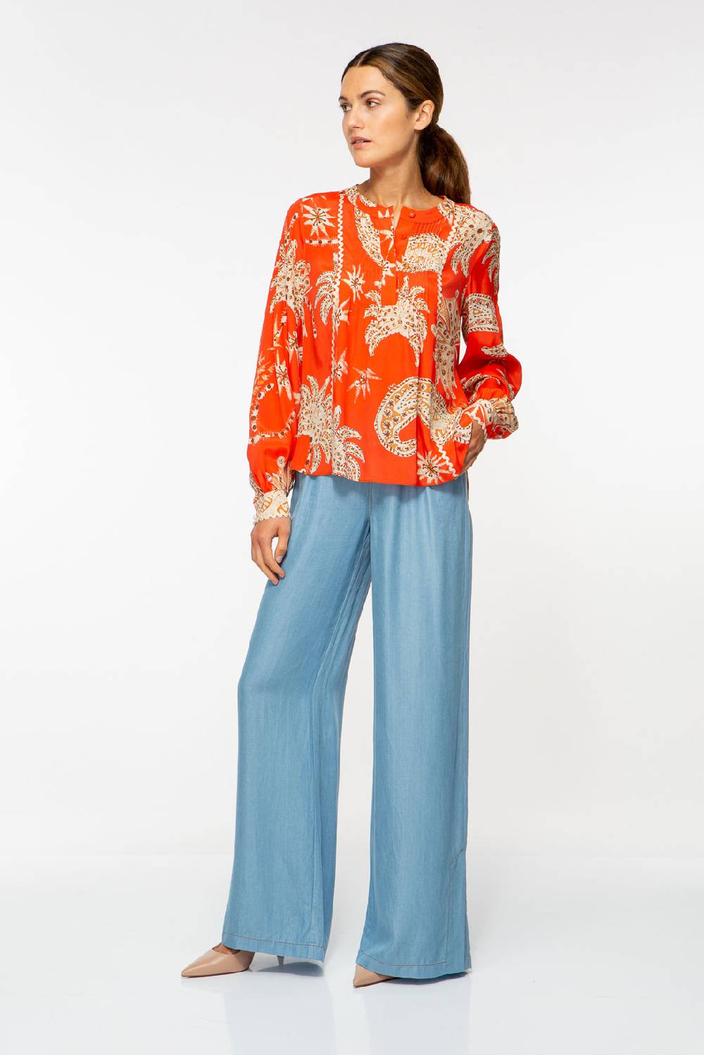 IVI GmbH PALM VIBES Seidenbluse mit Biesen rot Discount Store für neue Produkte