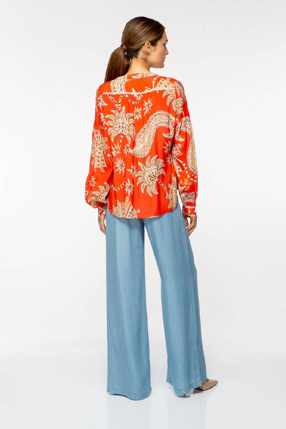 IVI GmbH PALM VIBES Seidenbluse mit Biesen rot Discount Store für neue Produkte