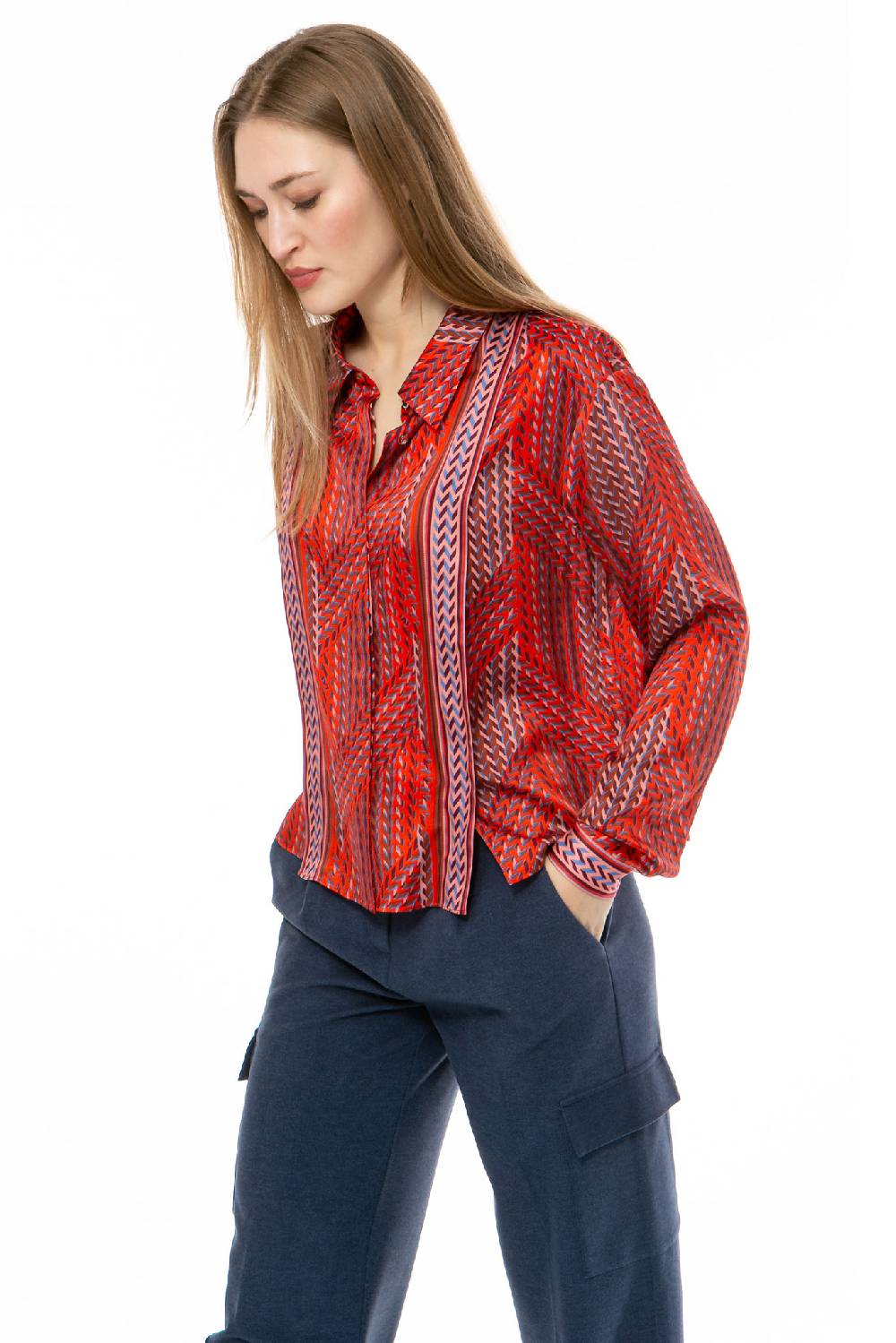 IVI GmbH STRIPES Cropped Bluse rot Im Verkauf