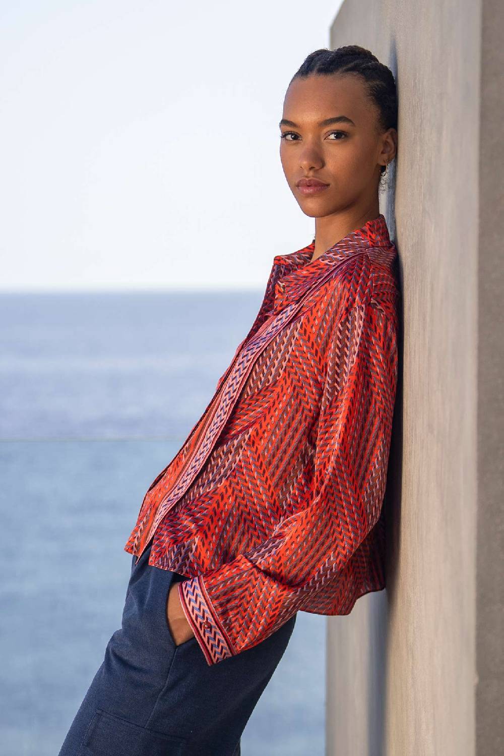 IVI GmbH STRIPES Cropped Bluse rot Im Verkauf