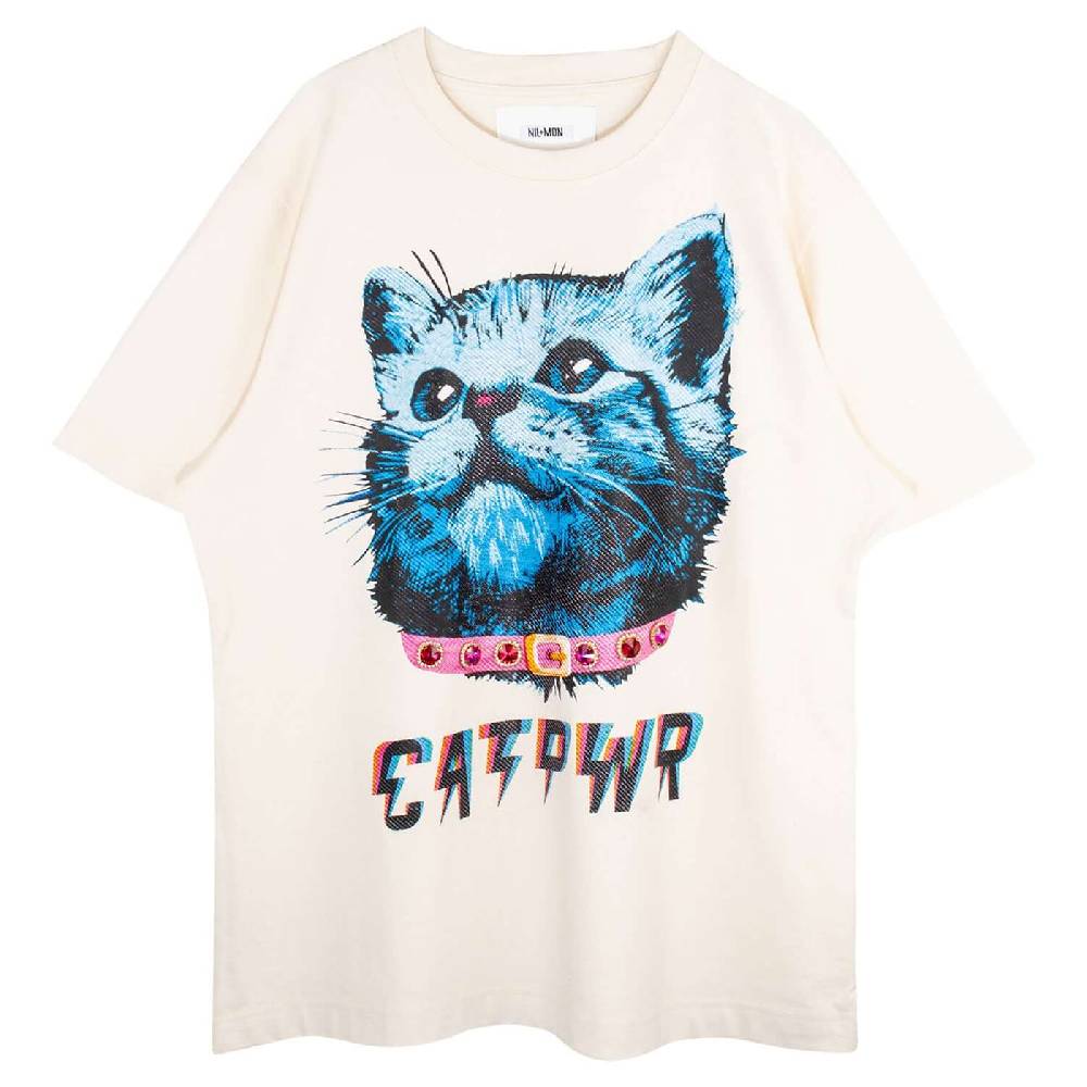 NIL+MON Oversize Tee "Cat PWR" Top Angebot
