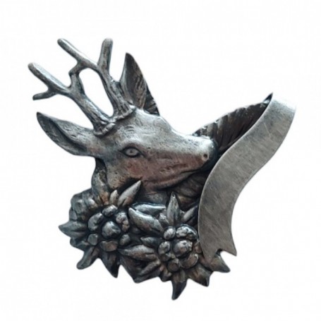 Parforce Anstecknadel mit Motiv von Hirsch und Edelweiss ARTURE (2610) zollfrei