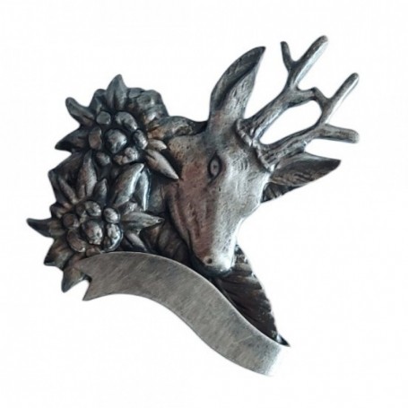 Parforce Anstecknadel mit Motiv von Hirsch und Edelweiss ARTURE (2610) zollfrei