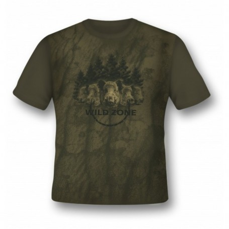 Parforce T-Shirt WILD ZONE mit Wildschweinverzierung, grün (M-269-1920)