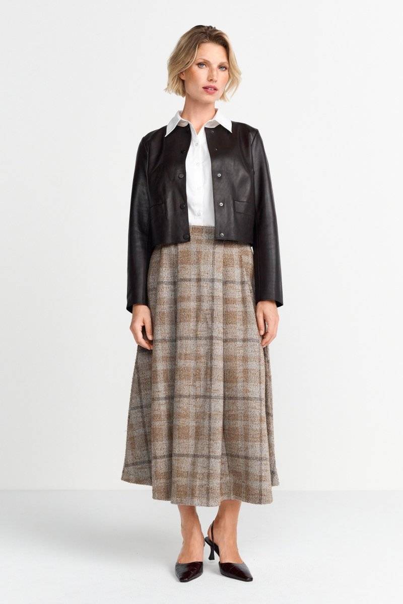 Eich & Royal Kurze Lederjacke mit Druckknöpfen Räumungsverkauf