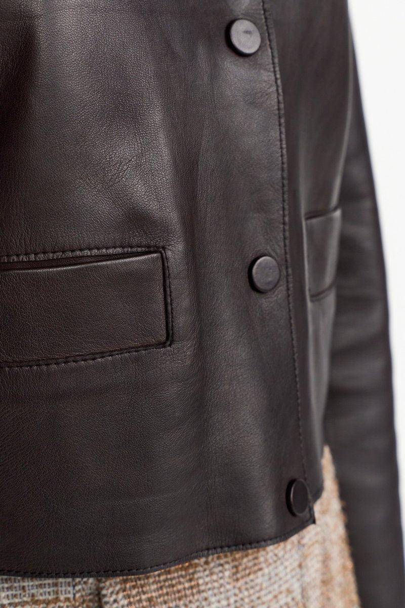 Eich & Royal Kurze Lederjacke mit Druckknöpfen Räumungsverkauf