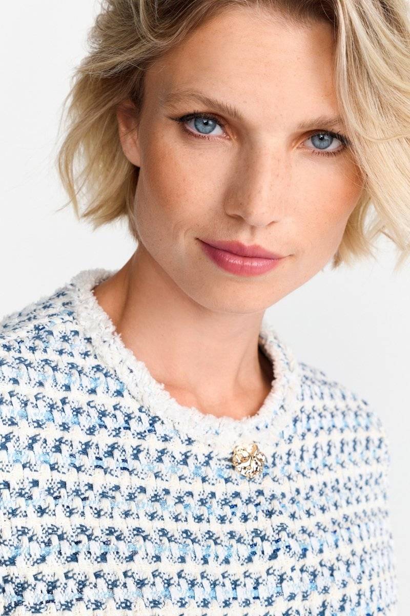 Eich & Royal Kurze Bouclé-Jacke in Blauweiß Tägliche Deals