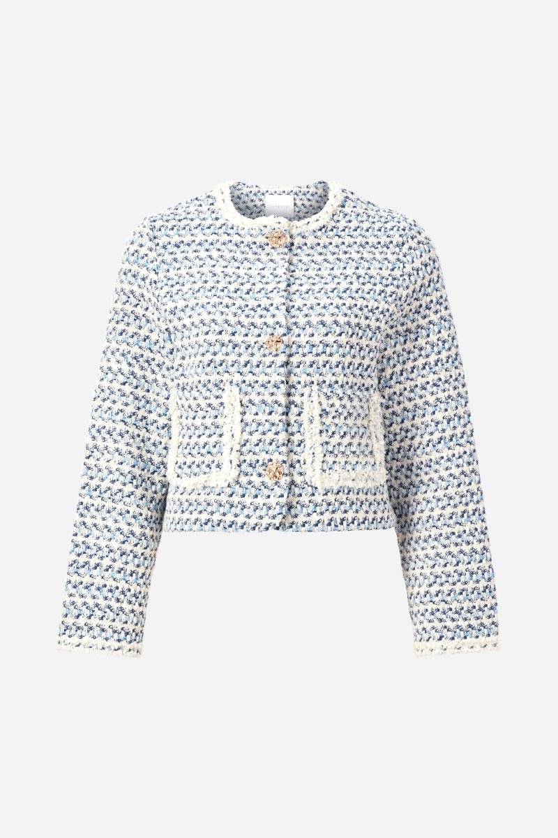 Eich & Royal Kurze Bouclé-Jacke in Blauweiß Riesige Rabatte