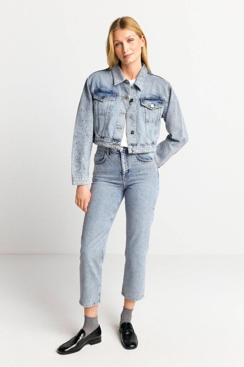 Eich & Royal Denim-Jacke mit Strassdetails im Angebot