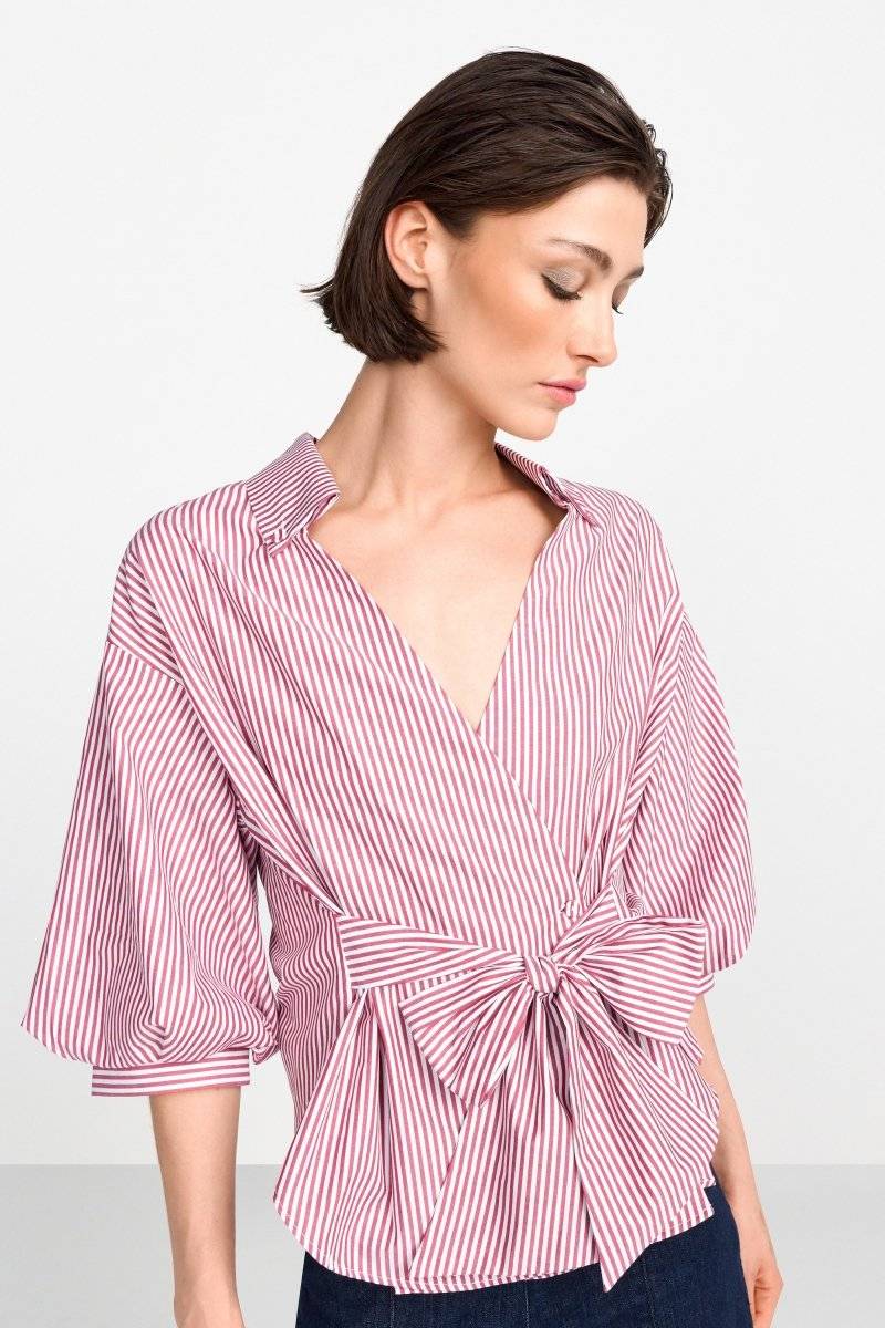 Eich & Royal Wickelbluse mit V-Neck und Streifen Auslauf