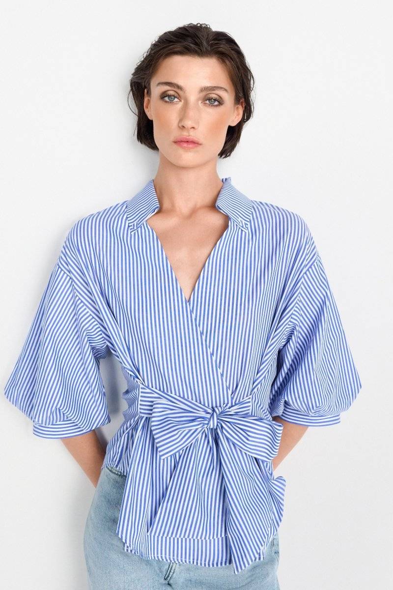 Eich & Royal Wickelbluse mit V-Neck und Streifen Auslauf