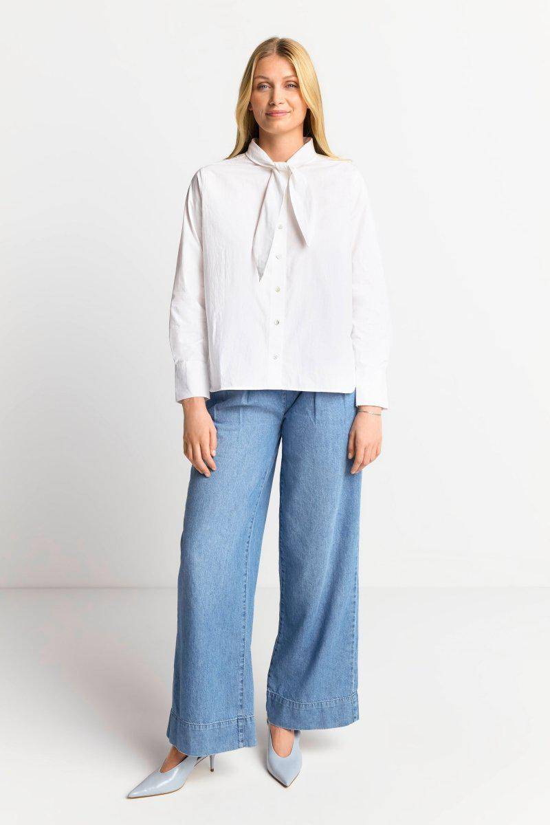 Eich & Royal Weiße Bluse mit Bindekragen Fabrik Onlineshop