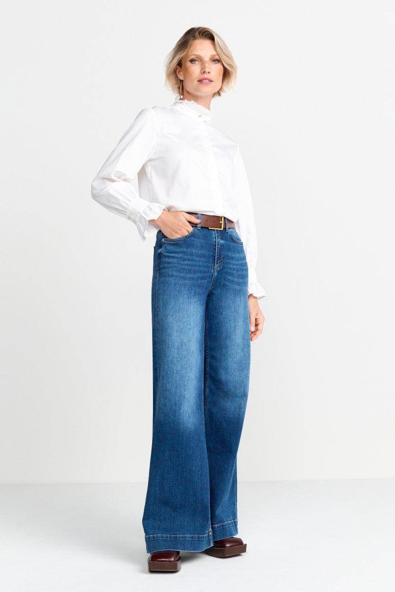 Eich & Royal Weiße Bluse mit Rüschenkragen Günstig kaufen