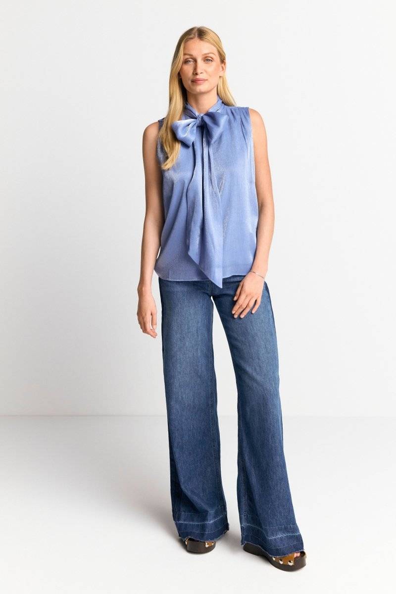 Eich & Royal Ärmellose Schluppenbluse mit Glanzeffekt Flash Sale