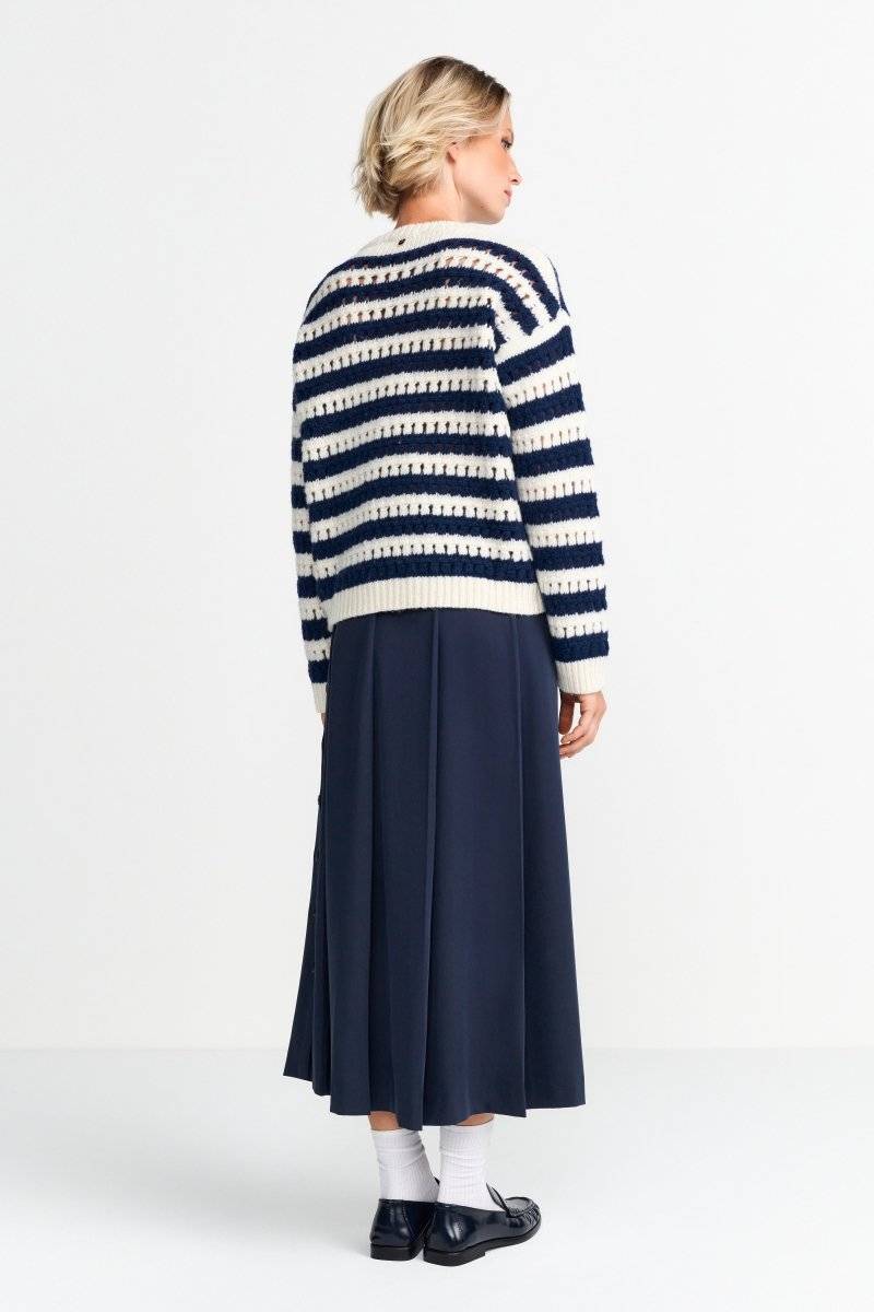 Eich & Royal Gestreifter Lochstrickpullover Große Rabatte